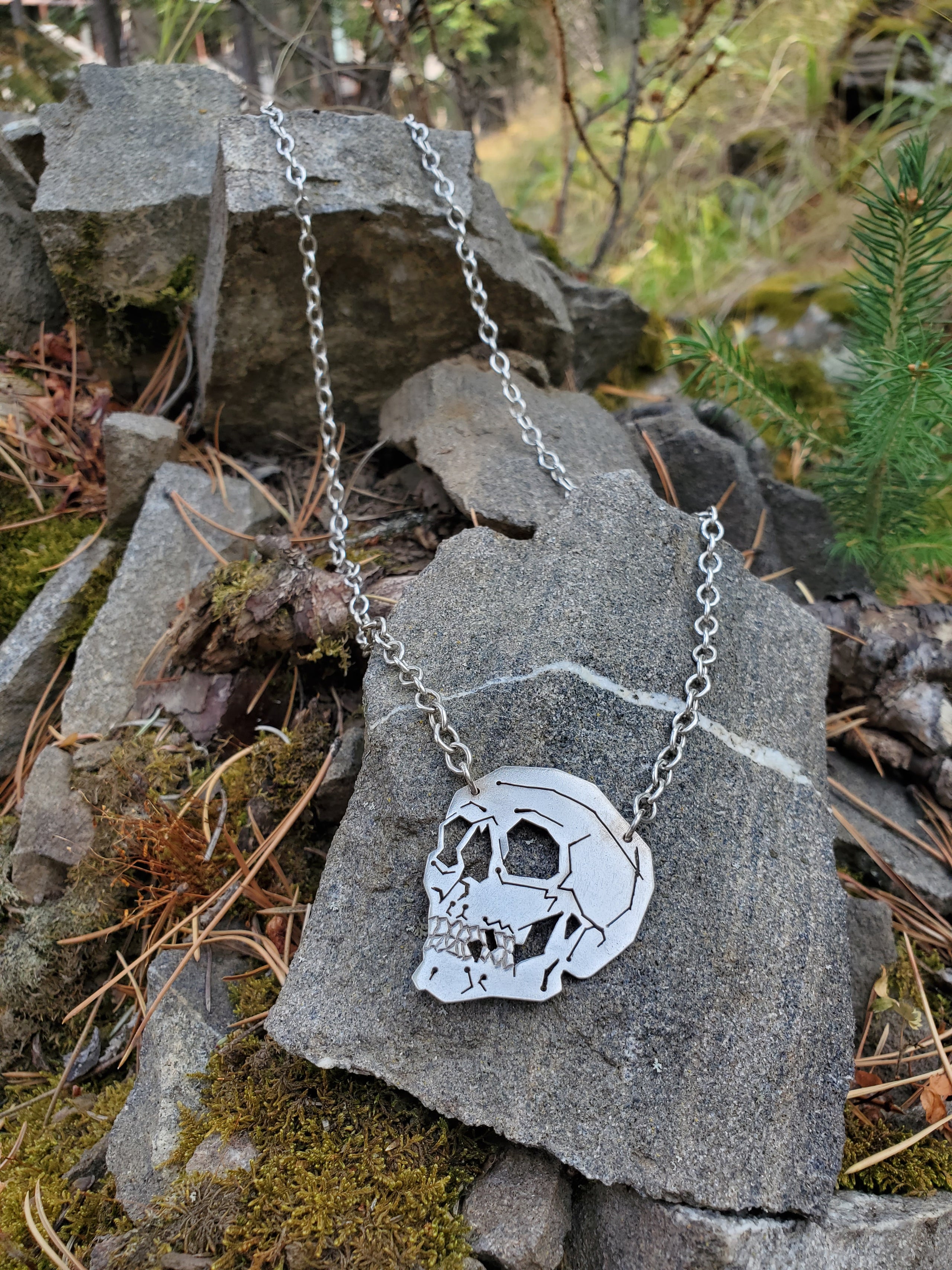 Sterling silver skull store necklace